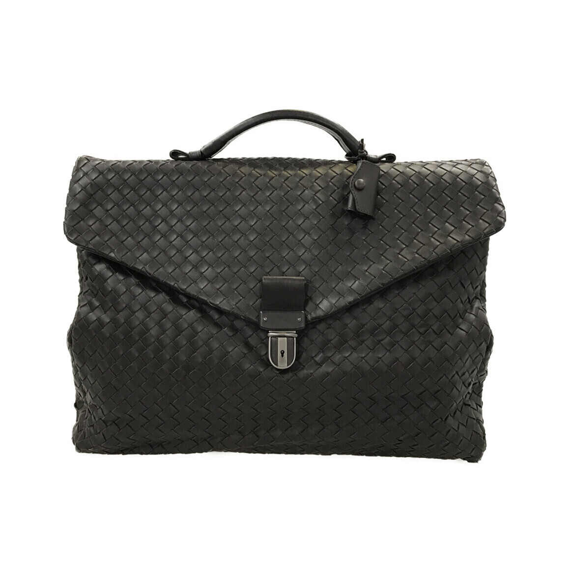 Bottega Veneta Intrecciato Woven Leather Briefcase Black